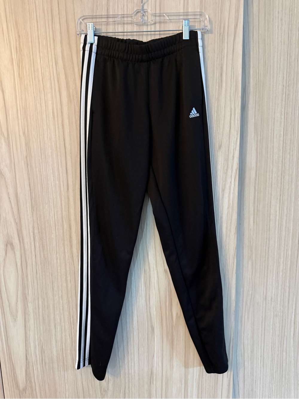 Adidas Unisex Black Track Pants with White Stripes